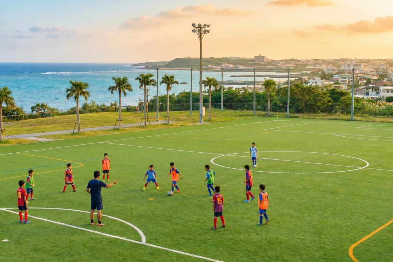 サッカー場でのトレーニング風景